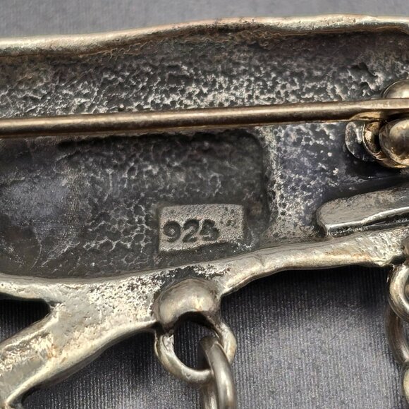 VTG Sterling Golf Charm Brooch 925 Silver Clubs & Dangling Mini Charms 17.84g - Picture 3 of 5